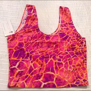 Multicolored Pink Spandex Tank Crop Top